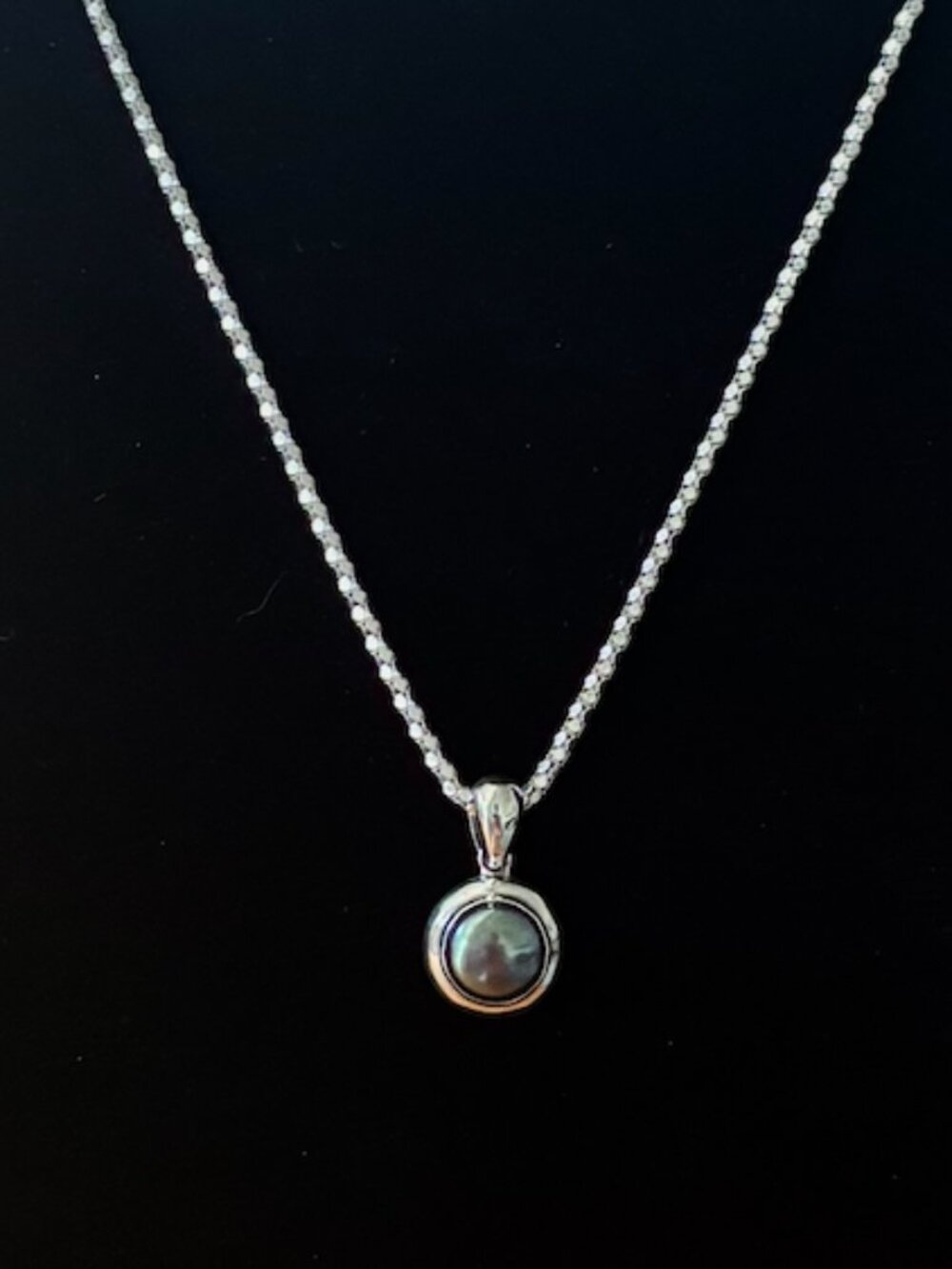 Black Pearl 925 ITALY Sterling Silver Vintage Necklace